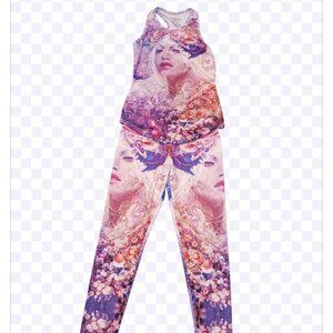Android Jones & Vision Lab set of active leggings and tank top with ice fairy pr